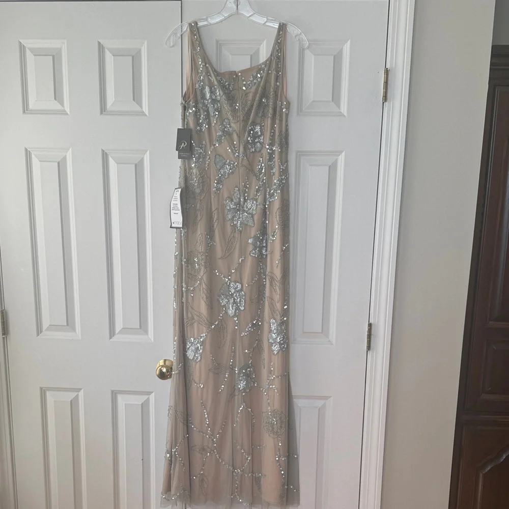 Adrianna Papell Blush Nude Beaded Evening Gown - Picture 3 of 3